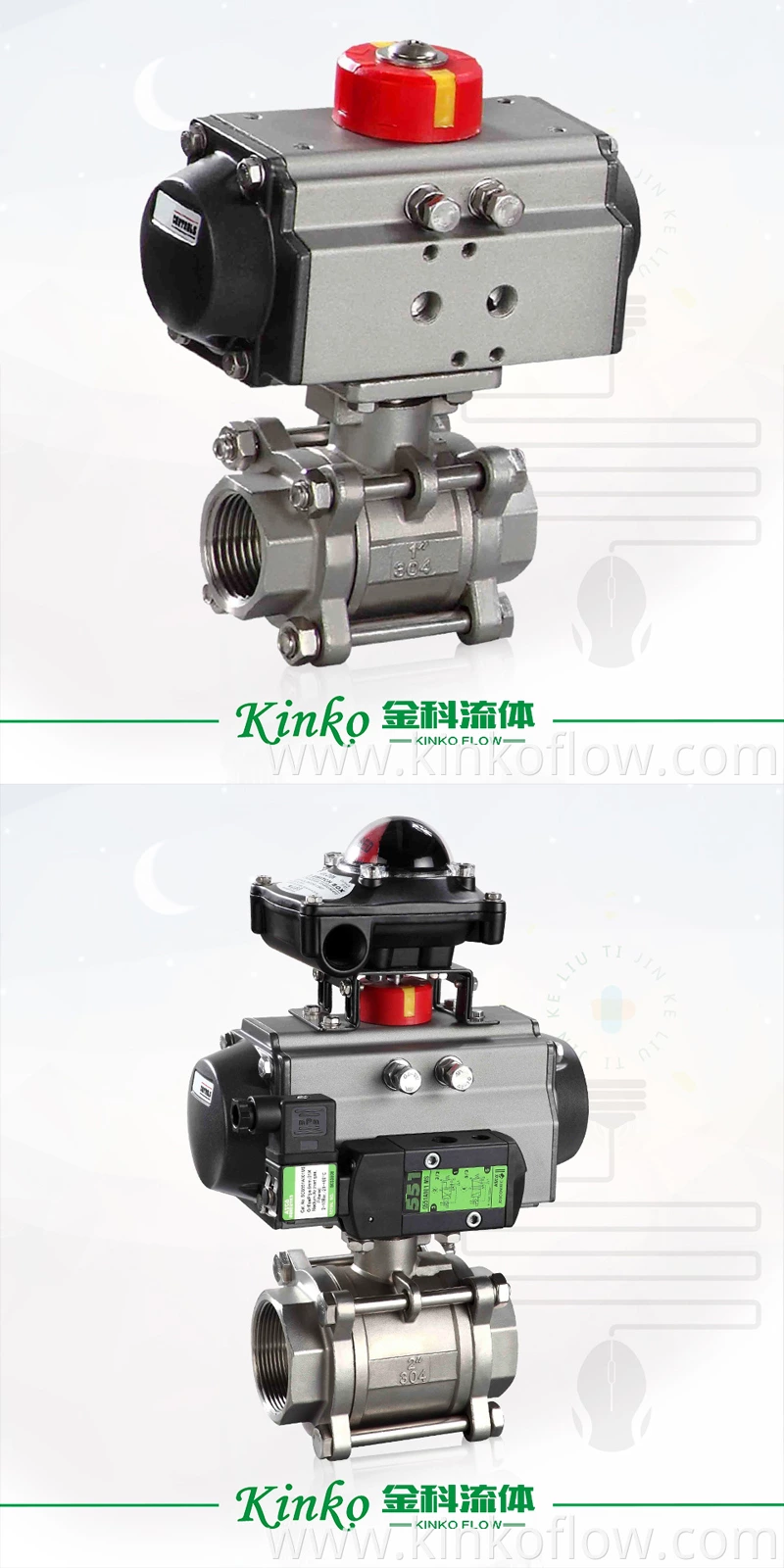 Van bi khí nén ba mảnh bằng thép không gỉ CF8 1/2"-4"