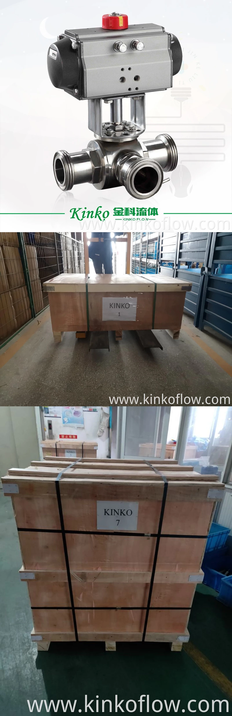 Van bi nhanh ba chiều vệ sinh khí nén CF8M