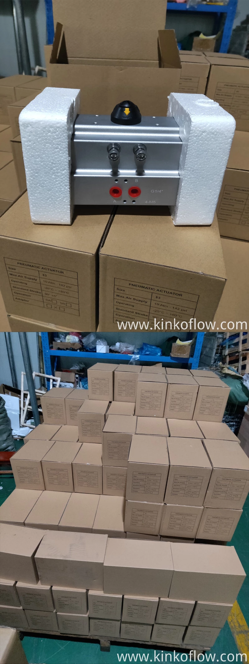 Bộ truyền động khí nén JAT tác động kép và hồi lưu lò xo