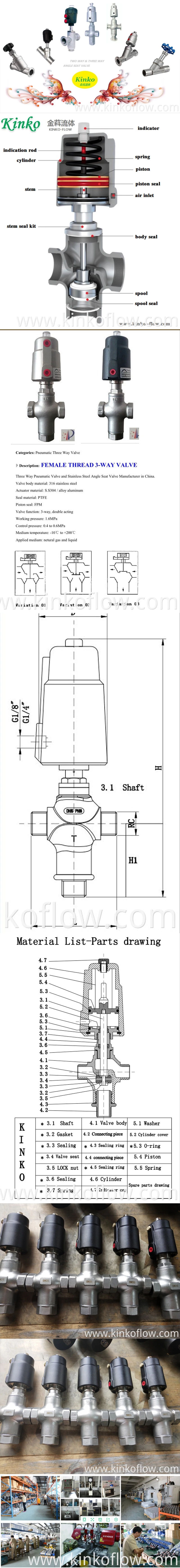 Van góc ren 3 chiều PA PNEUMATIC