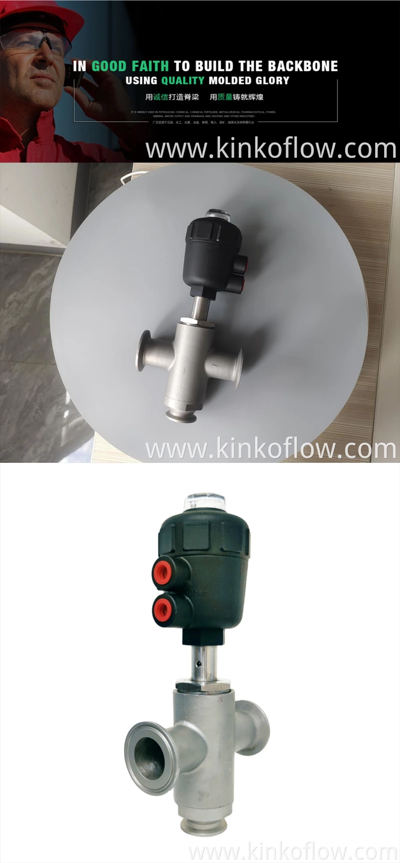 Van góc 3 chiều bằng thép không gỉ khí nén