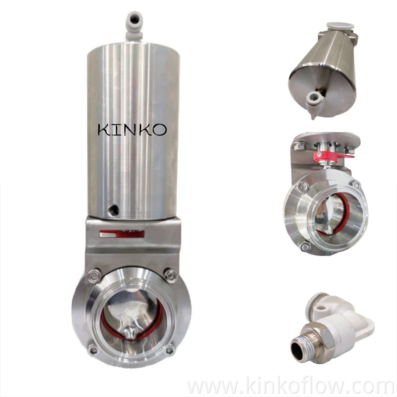 Van bướm vệ sinh bộ truyền động khí nén loại đứng